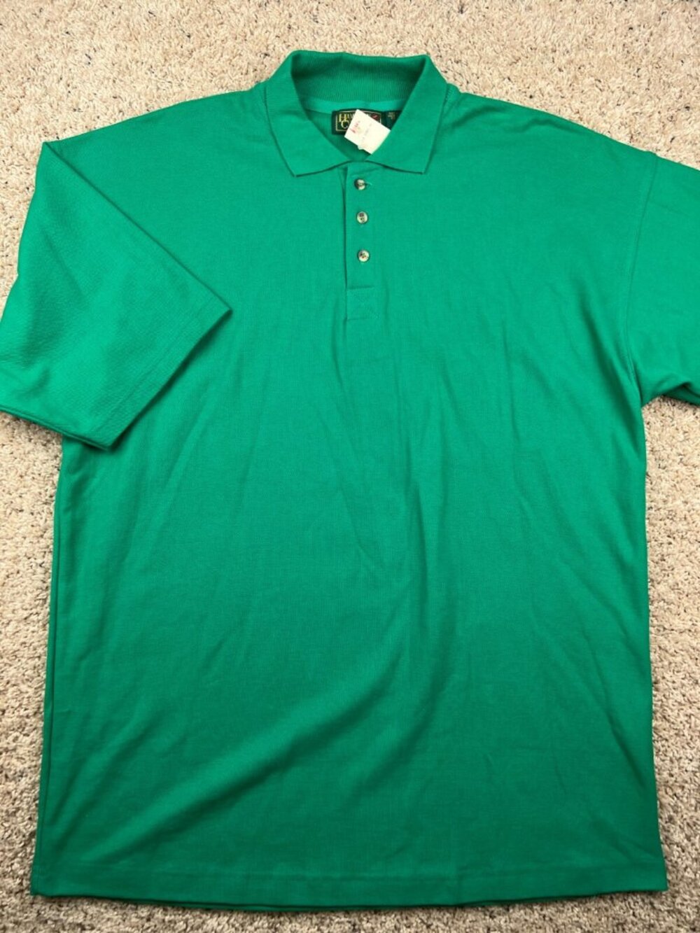 VTG NOS Hamilton Collection Large Green Cotton Polo Shirt￼ Short Sleeve Casual